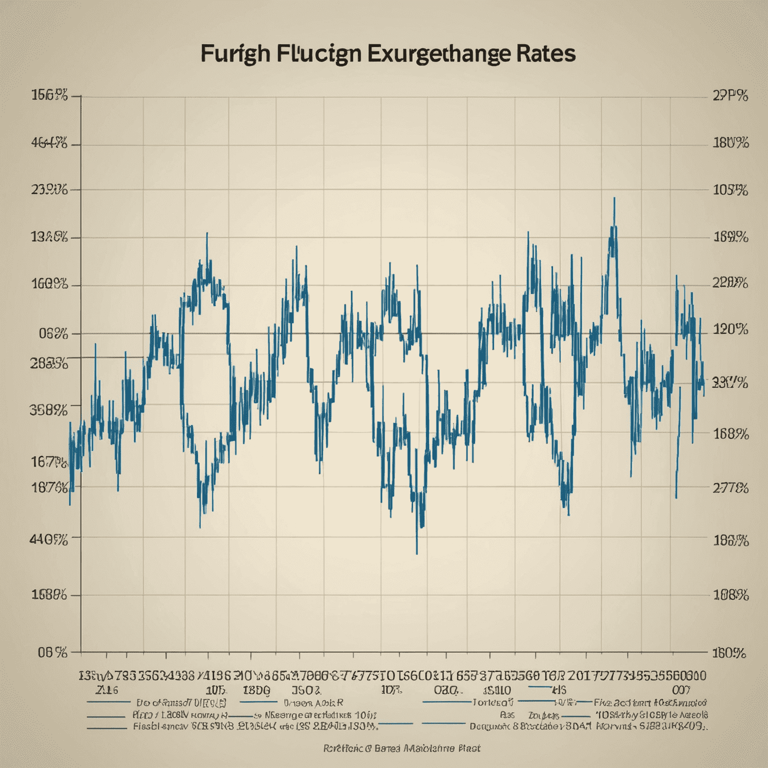 A graph showing fluctuations in foreign exchange rates over time