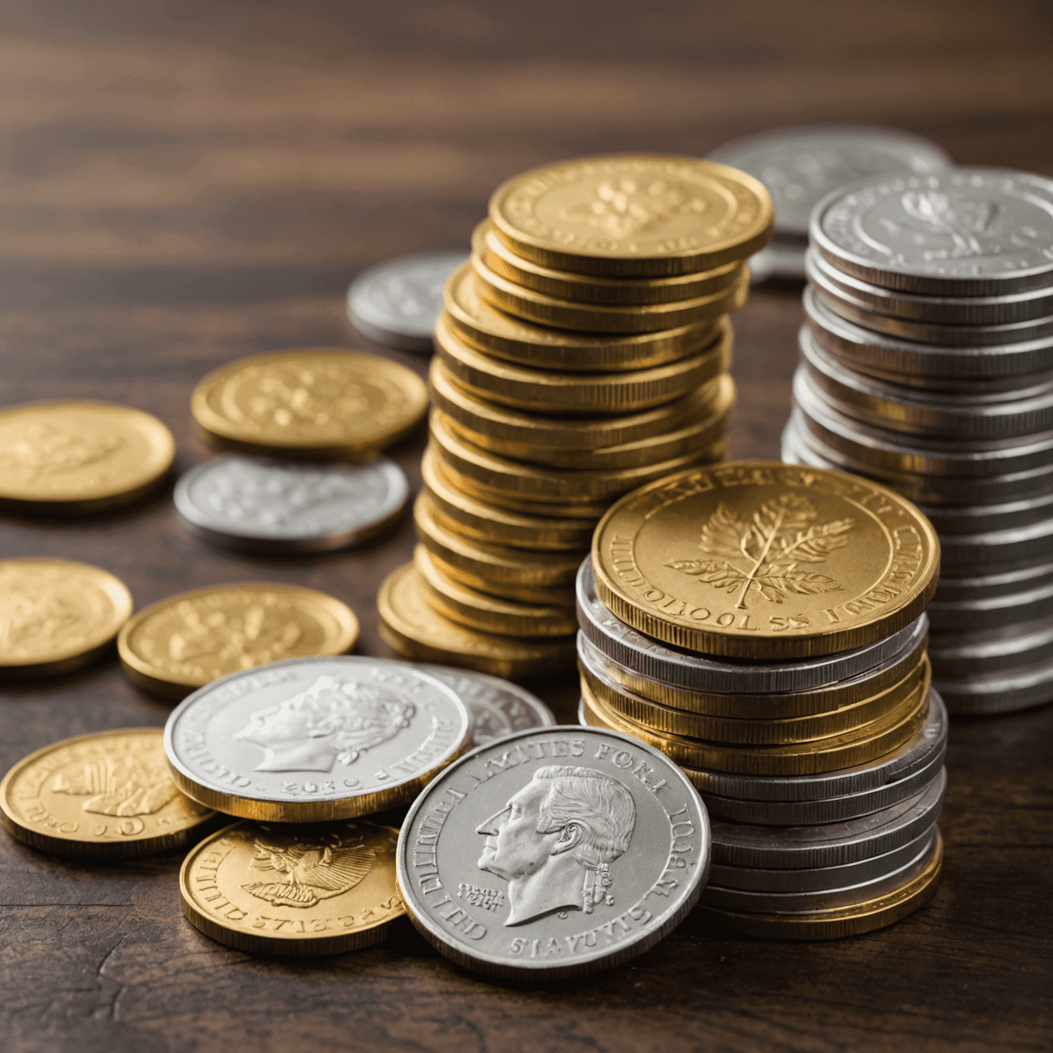 Gold and silver coins stacked on a table, representing tax-efficient savings options