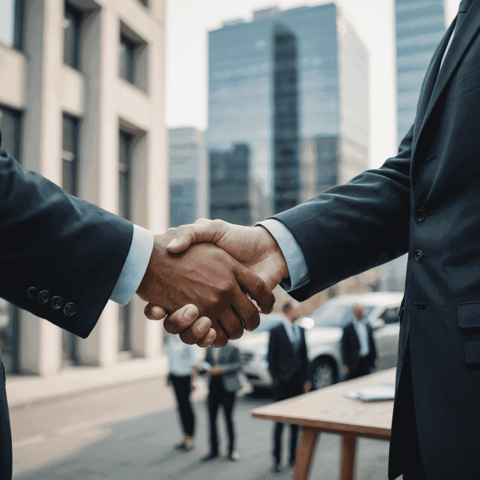 A handshake between two business people