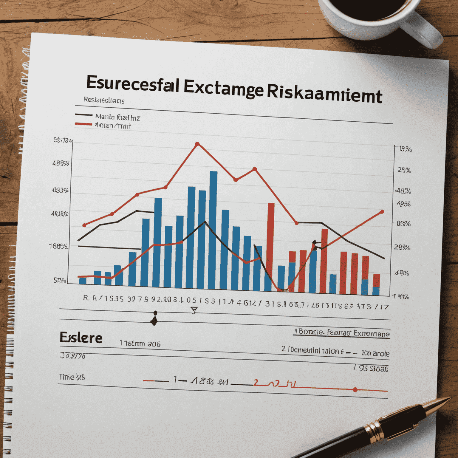 A line graph showing successful foreign exchange risk management over time